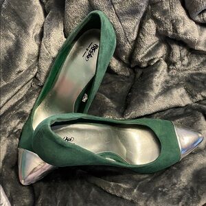 Mossimo Supply Co. Green Suede like and Silver Stilettos heels